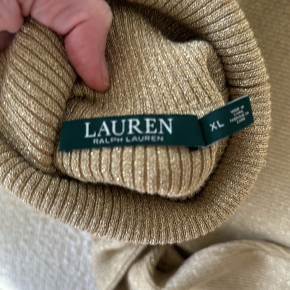 Ralph Lauren metallic gold turtle neck sweater sz XL - Picture 4 of 4